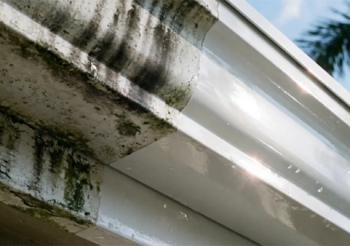 Gutter cleaning to keep rainwater flowing away from the property